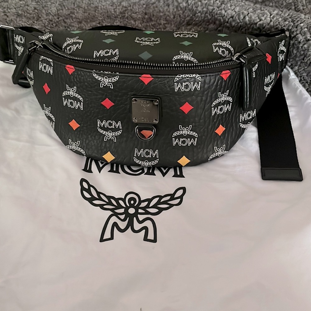 Multicolor Stark MCM monogram LEATHER bum bag